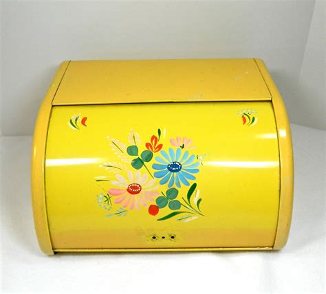 yellow vintage metal bread box|vintage metal bread boxes value.